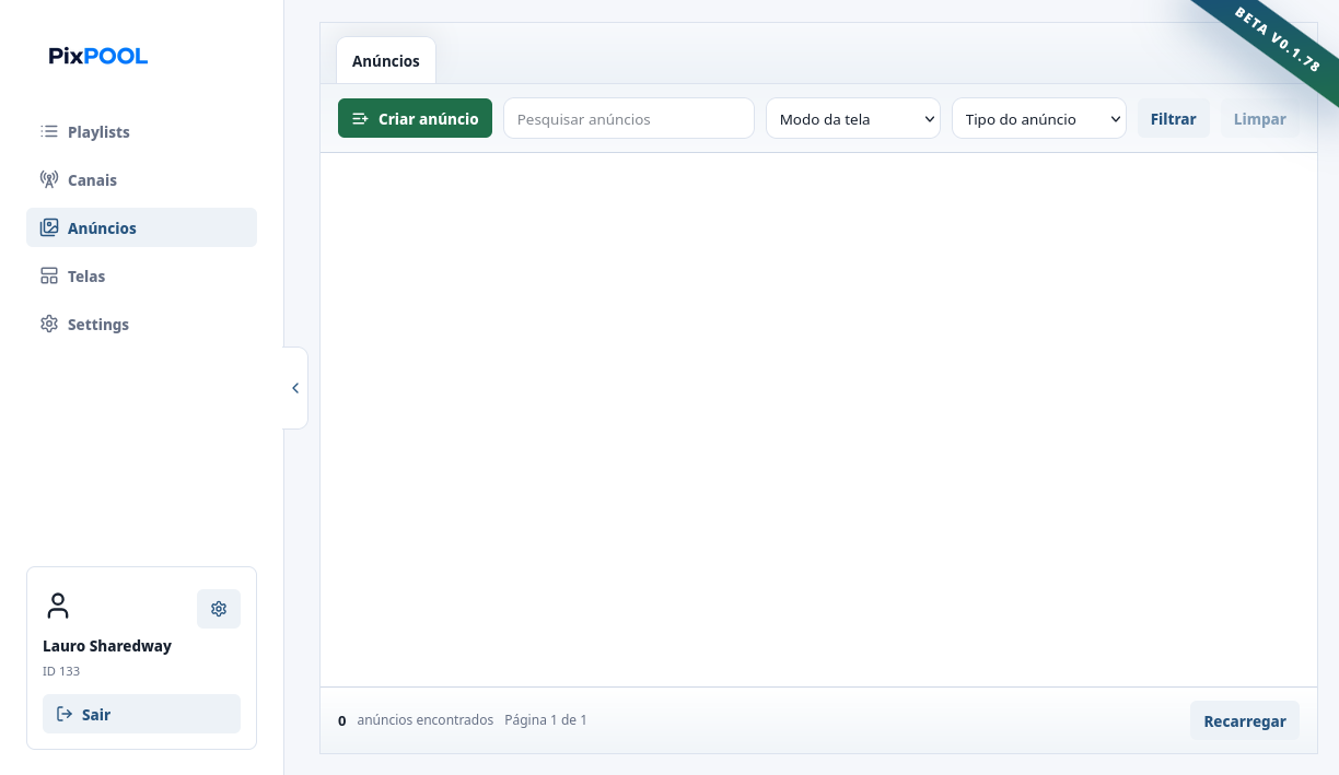 Cadastro de anúncios na plataforma PixPOOL